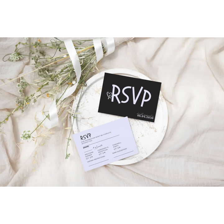 Custom Lavender Purple RSVP Cards with Elegant Black Calligraphy - Premium Card Stock, 4x6 Inch Size