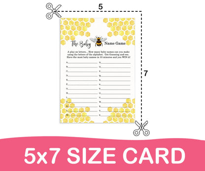Bee Baby Shower Game Pack, Gender Neutral Bumblebee Party Ideas, 2 Sided, 25Paper Clever Party