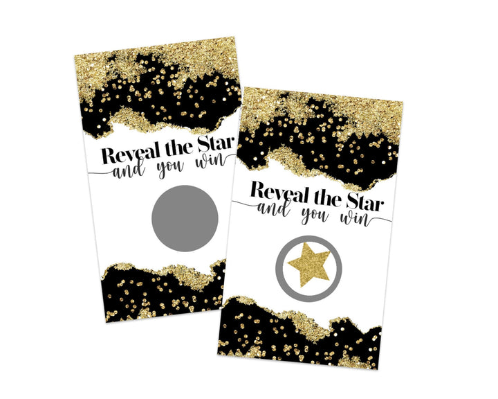 Black and Gold Elegant Scratch Off Games for Bridal Shower, All Occasions (30 Pack) - Raffle Ticket Ideas, Party Favors - Paper Clever Party