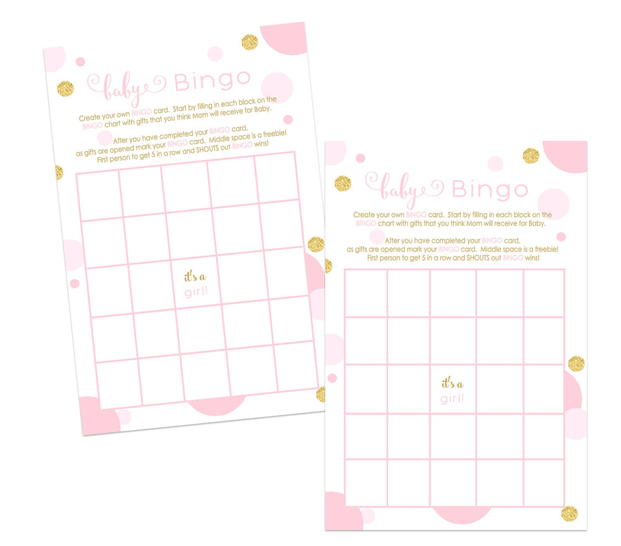 Baby Shower Bingo Game Cards - 25-Pack, Twinkle Little Star Theme, Pink & Gold Design - Paper Clever Party