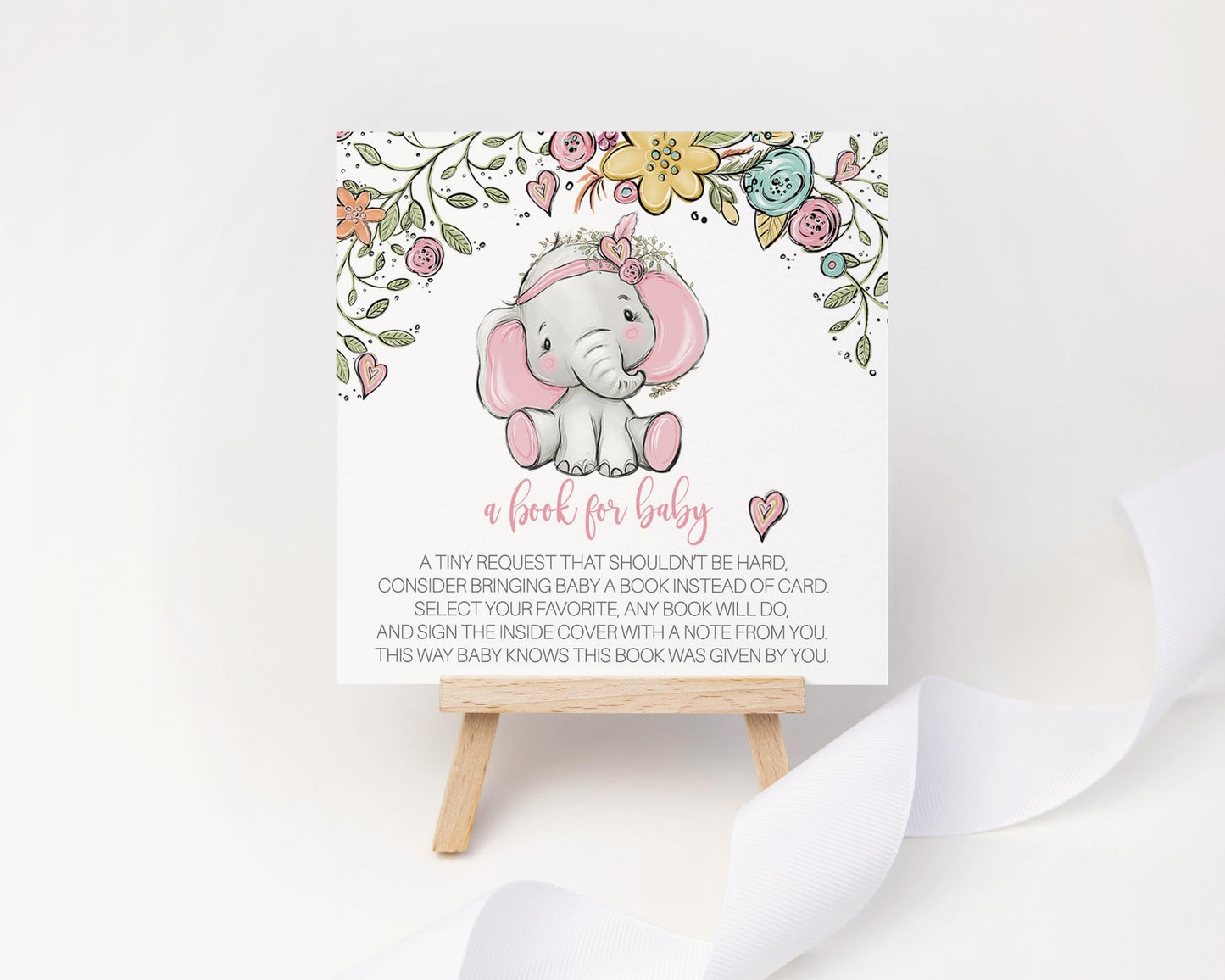 Cottage Elephant Books for Baby Shower Request Cards