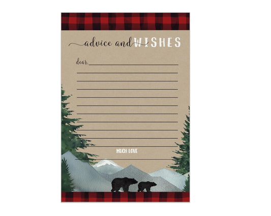Paper Clever Party Lumberjack Baby Shower Wishes, Advice Cards Neutral, Birthday Memory Ideas, Guest Book Alternative, 25 Pack, 4x6Paper Clever Party