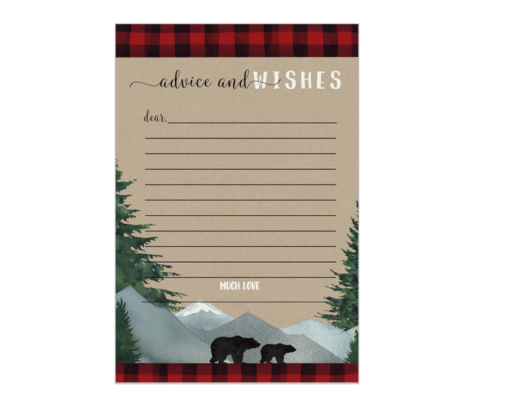 Lumberjack Theme Baby Shower Advice Cards - Paper Clever Party