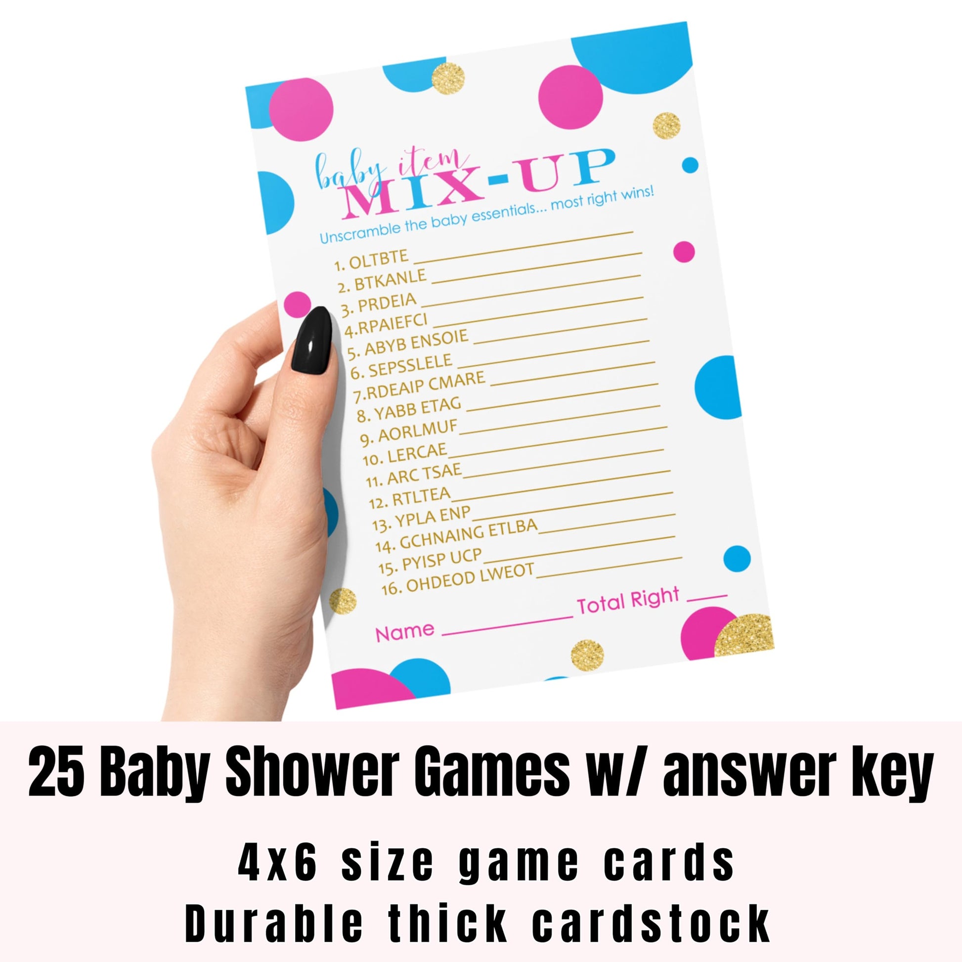 Gender Reveal Baby Shower Word Scramble, Unscramble Guessing Activity CardsPaper Clever Party