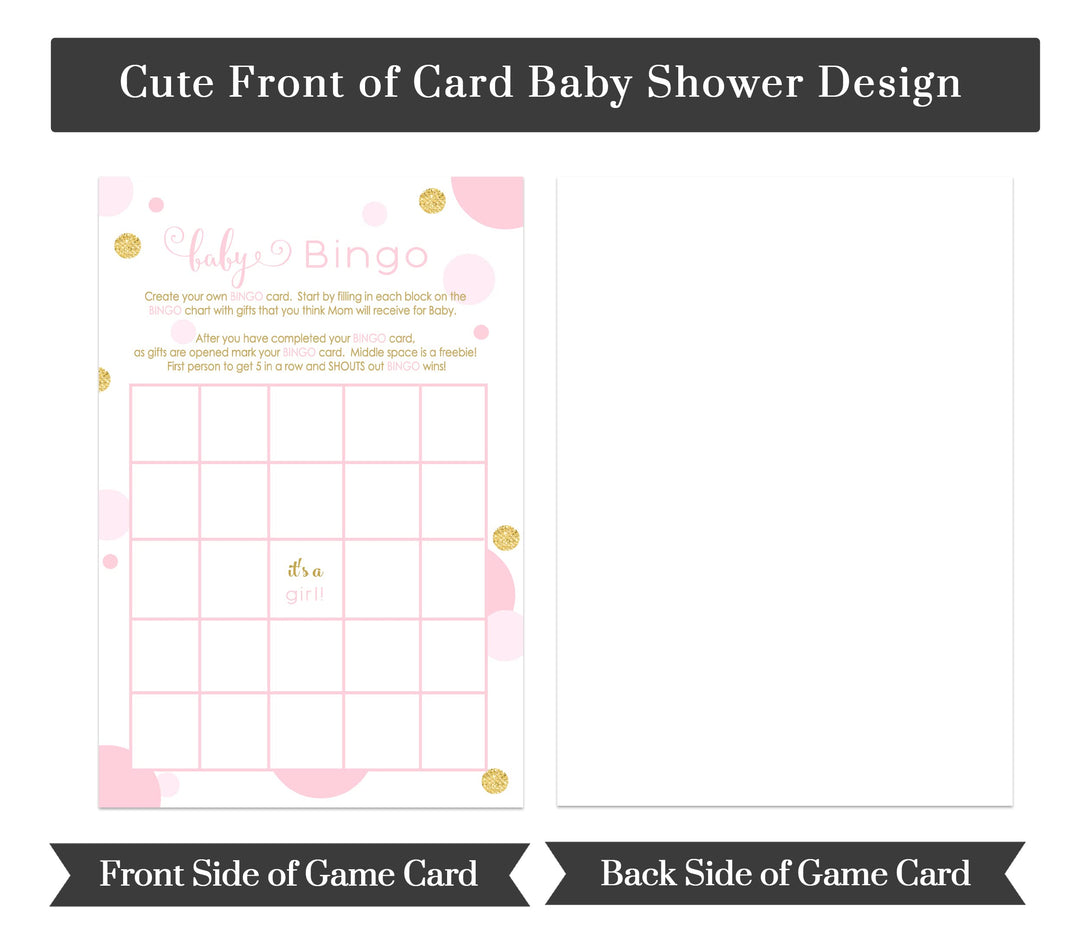 Baby Shower Bingo Game Cards - 25-Pack, Twinkle Little Star Theme, Pink & Gold Design - Paper Clever Party