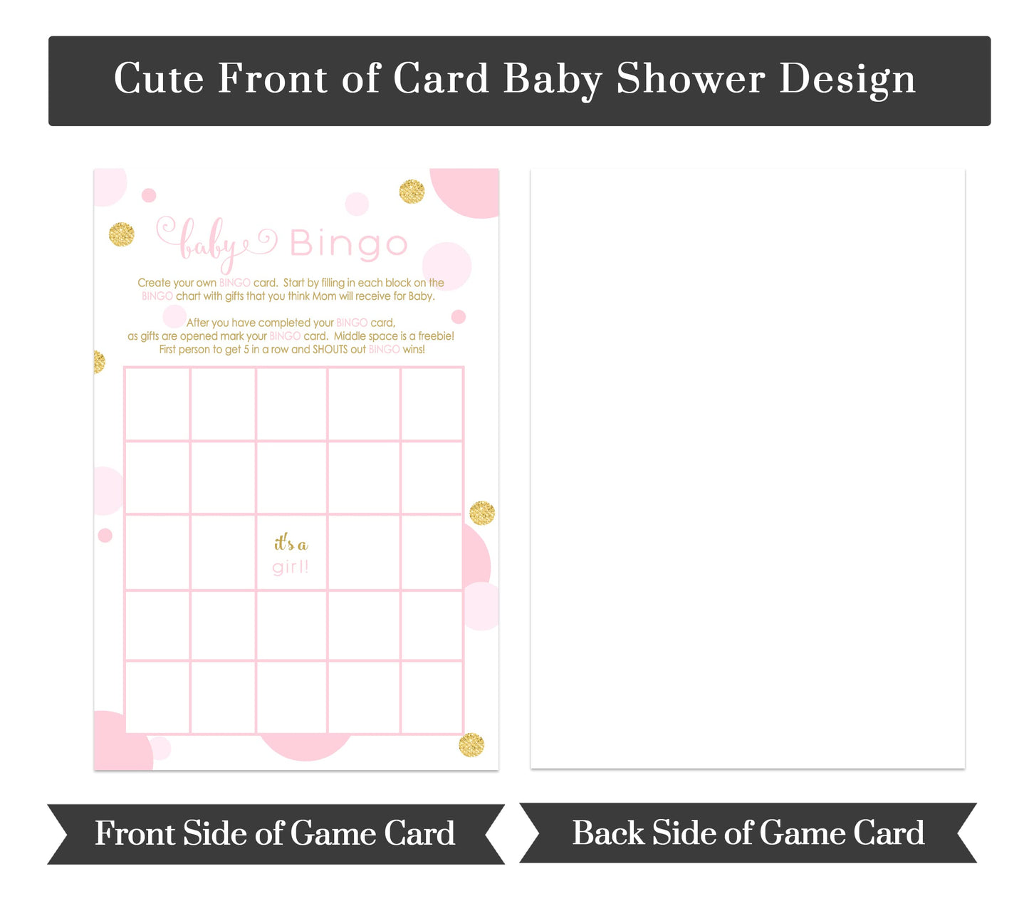 Gold Baby Shower Bingo Game Blank Cards GuestsPaper Clever Party