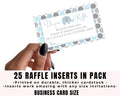 Blue Elephant Diaper Raffle Tickets - Baby Shower Game Inserts by Paper Clever Party, 25 Pack, 2x3.5 - Paper Clever Party