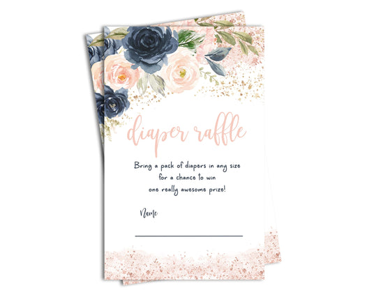 50 - Girls Baby Shower Games – Floral Invitation Insert Cards Pink - Guests Fill-Paper Clever Party