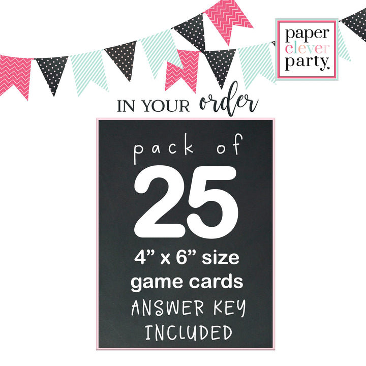 25-Card Gender Reveal Candy Guessing Game - Baby Shower Match Cards - Sprinkle Activity - Paper Clever Party