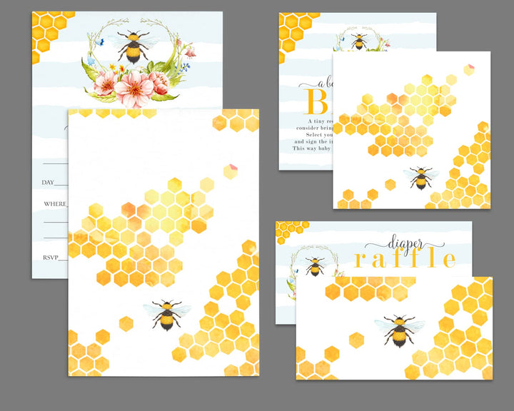 Sweet Bumblebee Baby Shower Invitation Kit (25 Count) - Paper Clever Party