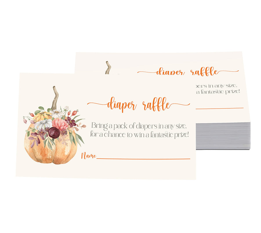 Our Little Pumpkin Diaper Raffle Tickets, Baby Shower Games, Invitation Inserts, Pack of 25 - Paper Clever Party