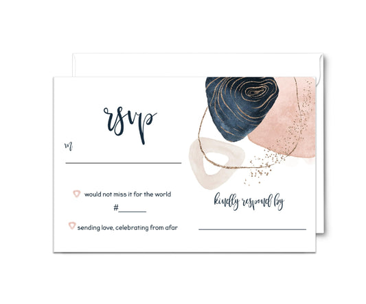 Chic Navy & Pink Watercolor RSVP CardsPaper Clever Party