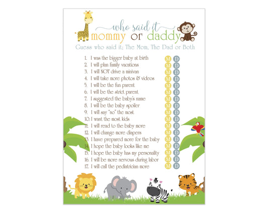 Parent Activity Gender Reveal Wild Safari Animal Themed Ideas BoysPaper Clever Party