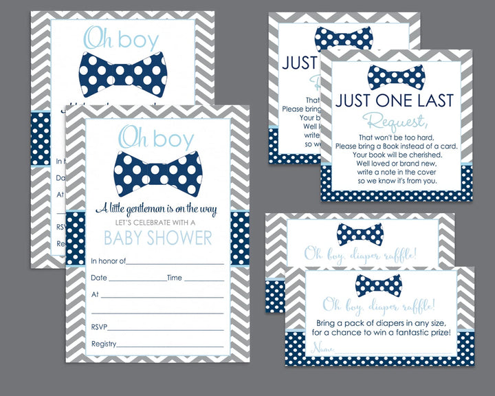 Bow Tie Baby Shower Invitations Bundle, 25 Guests - Paper Clever Party