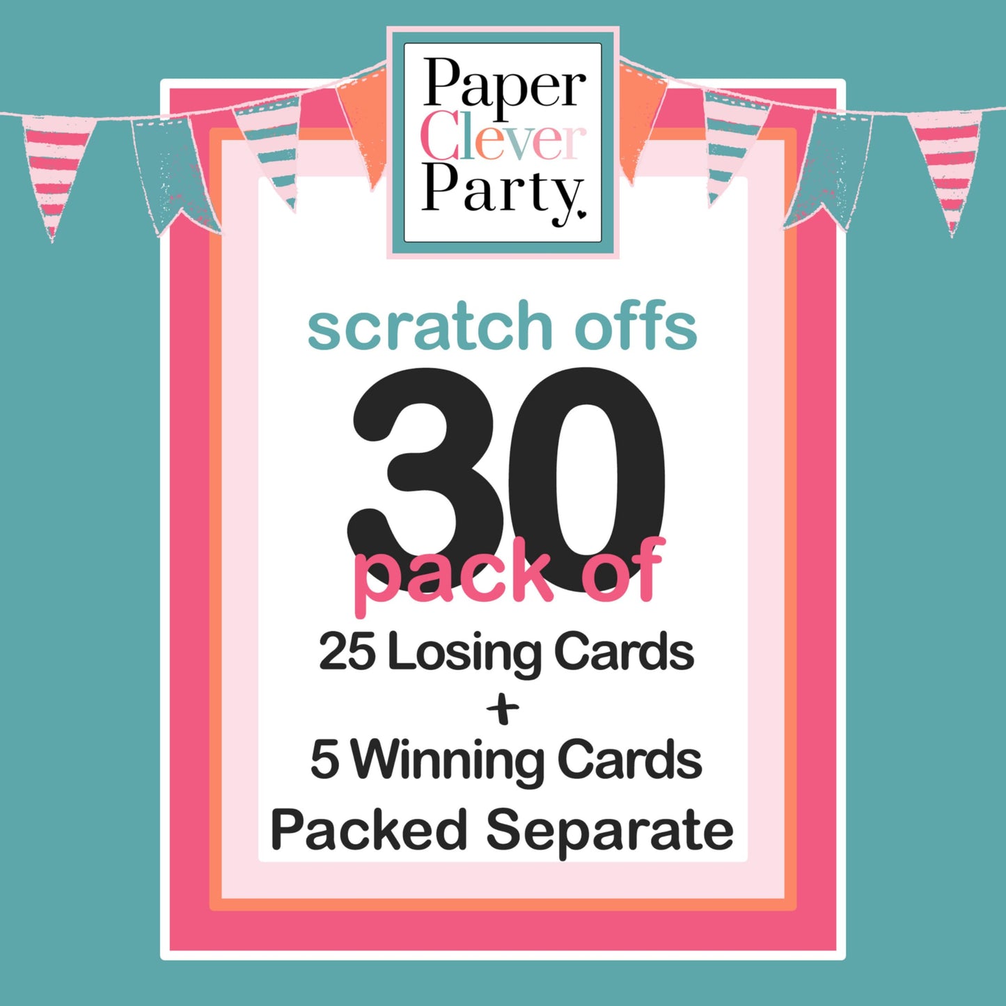 Adults, Office, Family, Group Scratcher Tickets, Holiday Activities, Xmas Favors, 30 Card PackPaper Clever Party