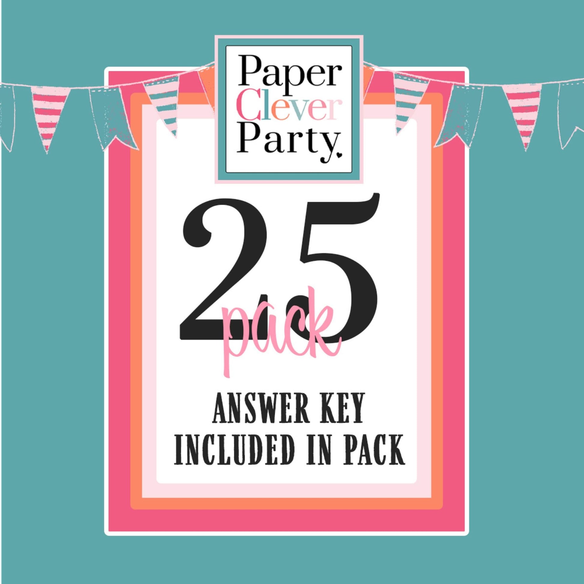 Song Questions, 25 Guest Pack, 5x7 Cards, Version 1Paper Clever Party