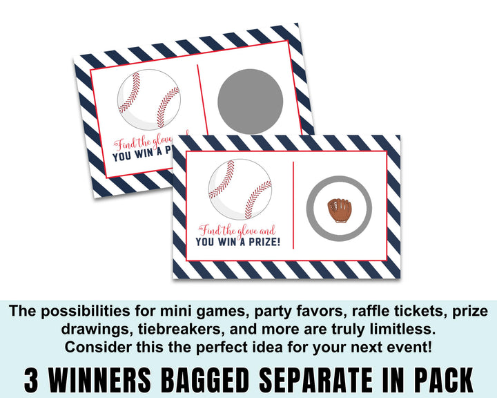 Baseball Scratch Off Game Cards (28 Pack) Baby Shower, Graduation, Gender Reveal Red and Blue - Paper Clever Party