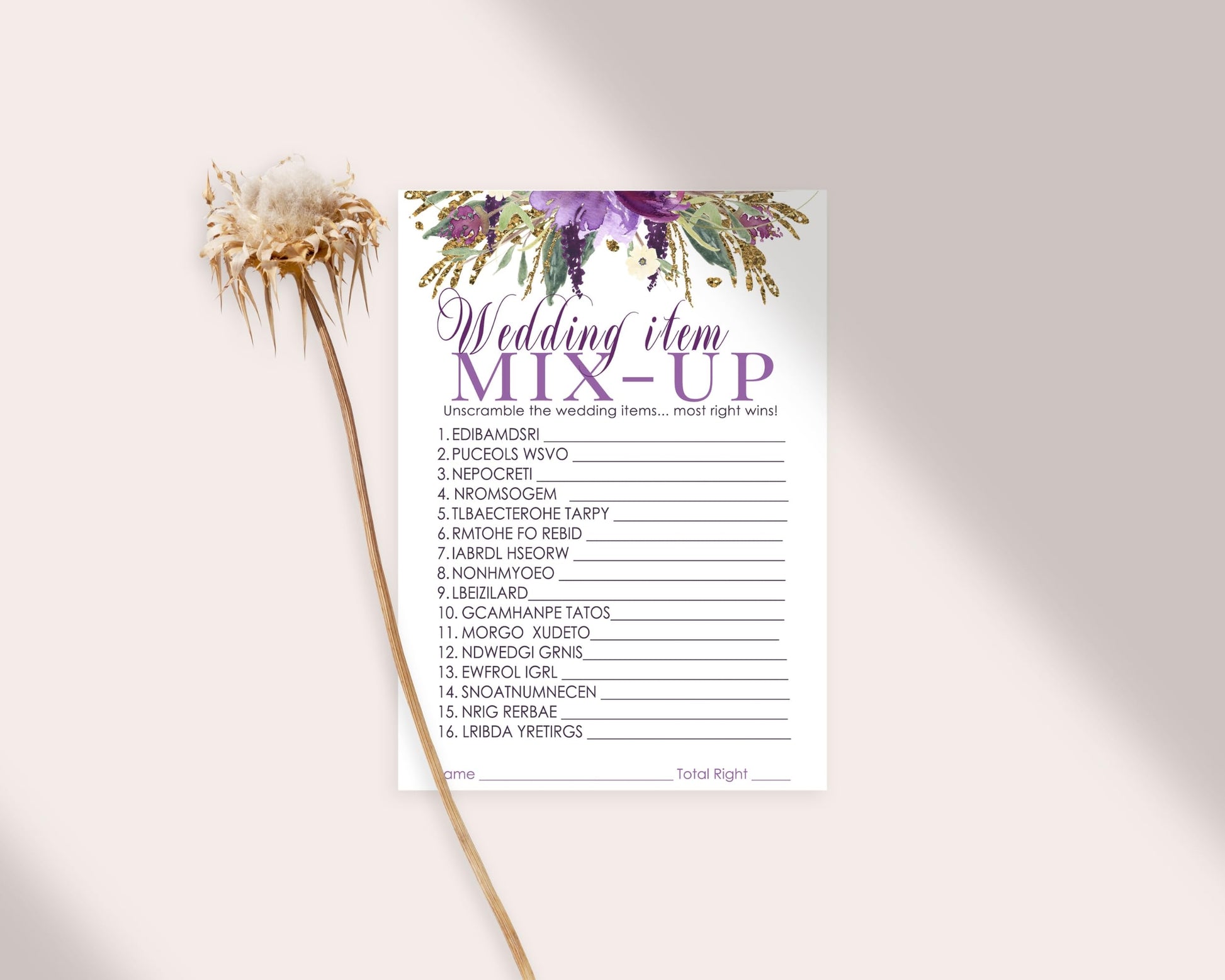 Lilac Love Floral Word Scramble Game