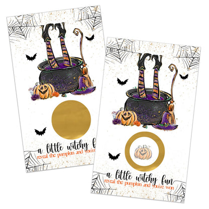 Witchy Fun Scratch Off Cards Halloween Party Games for Baby Shower, Wedding, Adults, Pumpkin Raffle Tickets, Witch Wedding Favors, 30 Pack - Paper Clever Party