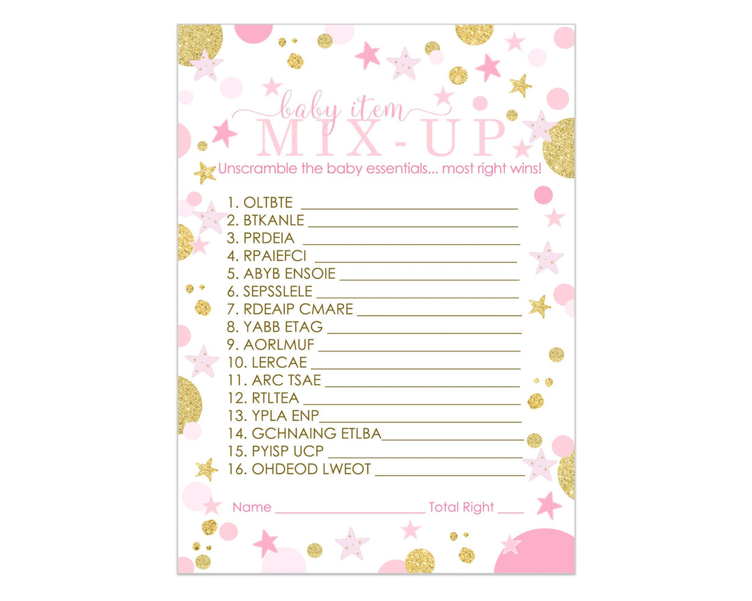 Princess Baby Shower Games Word Scramble - Paper Clever Party