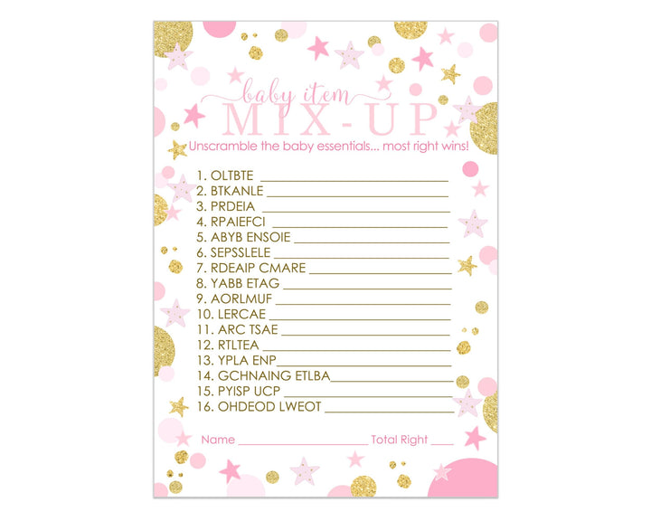 Princess Baby Shower Games Word Scramble - Paper Clever Party