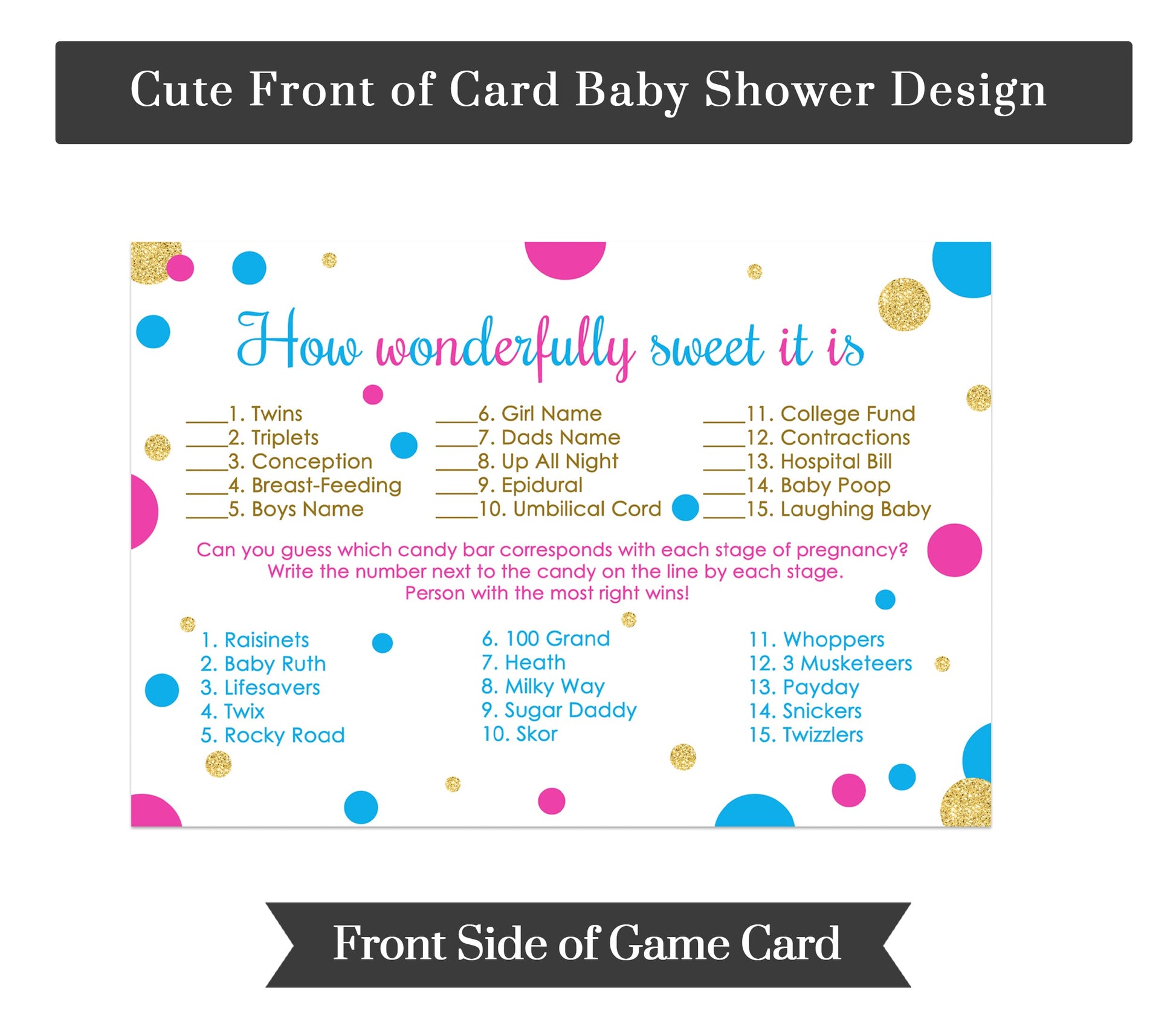 Gender Reveal Candy Guessing Game Baby Shower Guess StagesPaper Clever Party