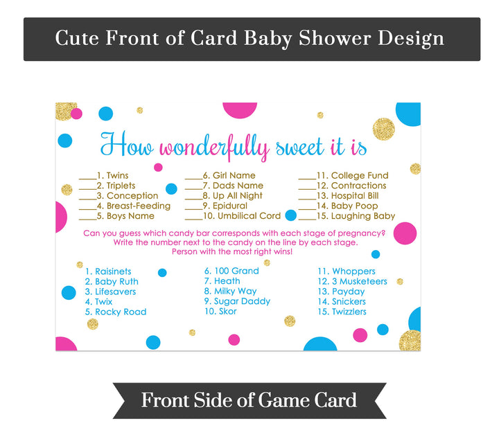 25-Card Gender Reveal Candy Guessing Game - Baby Shower Match Cards - Sprinkle Activity - Paper Clever Party