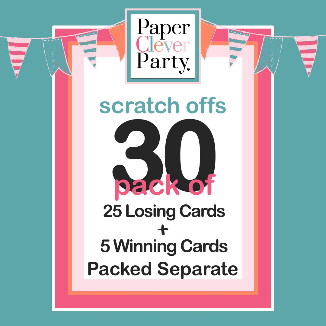 Boys Baby Shower Adventure Awaits Scratch Off Game Cards (30 Pack) - Blue Boho Feather Party Favors - Paper Clever Party