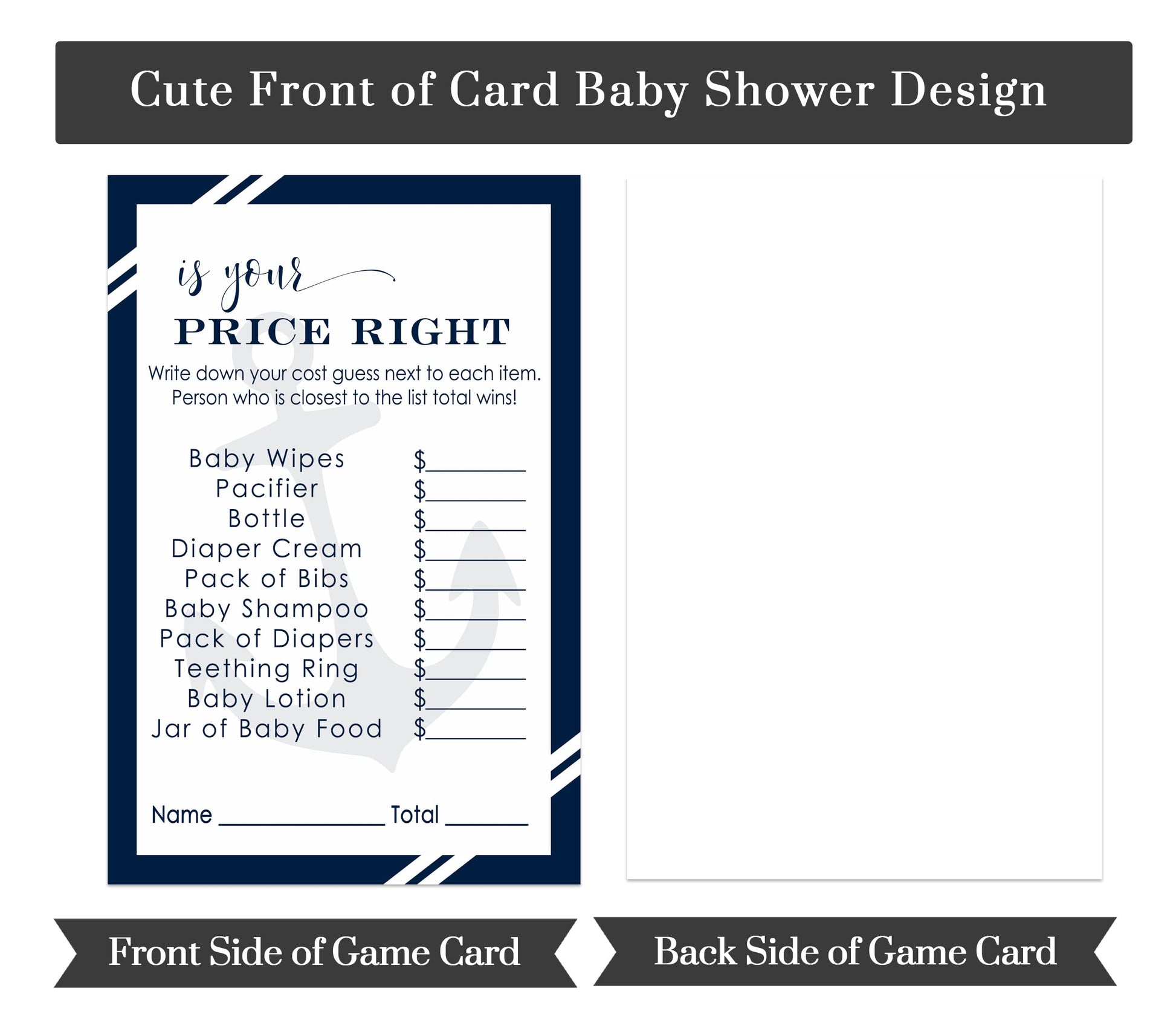 Price Baby Shower Game Guessing Activity CardsPaper Clever Party