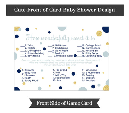 Gold Baby Shower Game Candy Bar Matching Guests Guess StagesPaper Clever Party