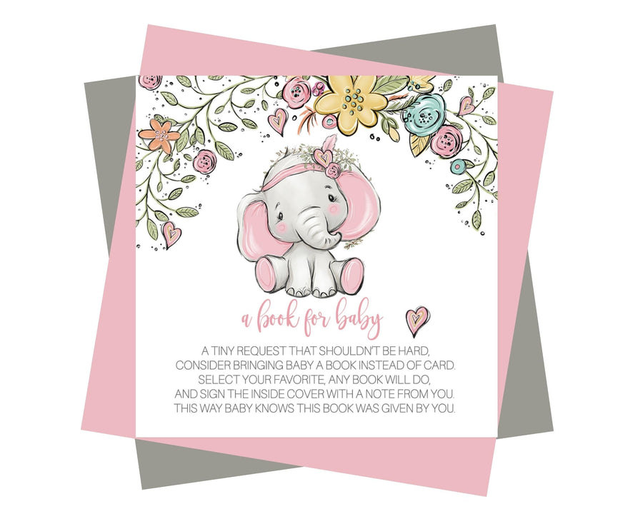 Cottage Elephant Books for Baby Shower Request Cards - Paper Clever Party