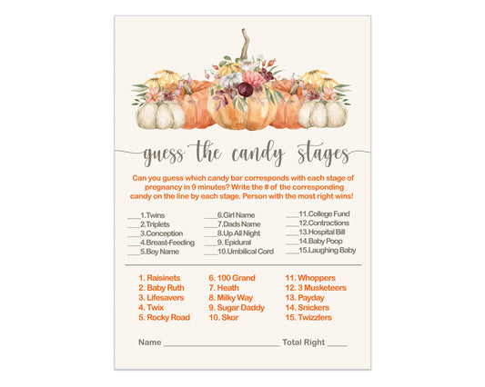 Paper Clever Party Pumpkin Baby Shower Game MatchPaper Clever Party