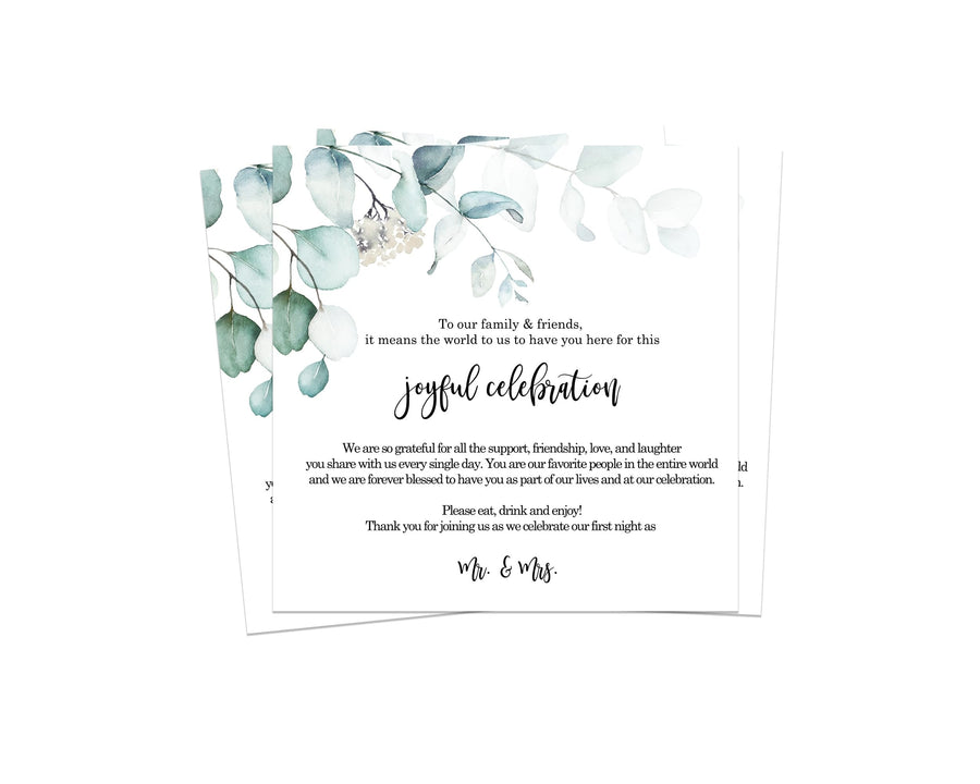 50-Pack Greenery Wedding Thank You Cards - 4x4 Bridal Table Centerpieces - Paper Clever Party