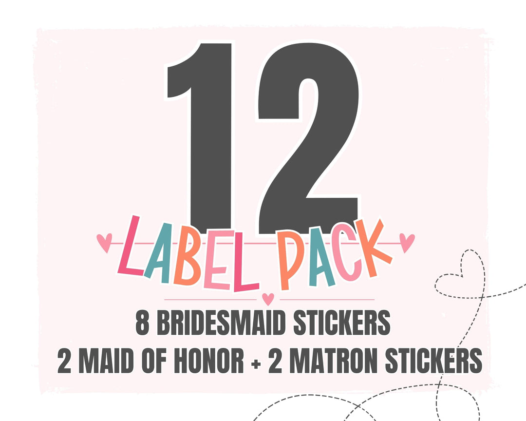 ‘Blushing Bridesmaid’ Wine Bottle Labels - Pack of 12 - Maid & Matron of Honor Proposal Stickers - Paper Clever Party