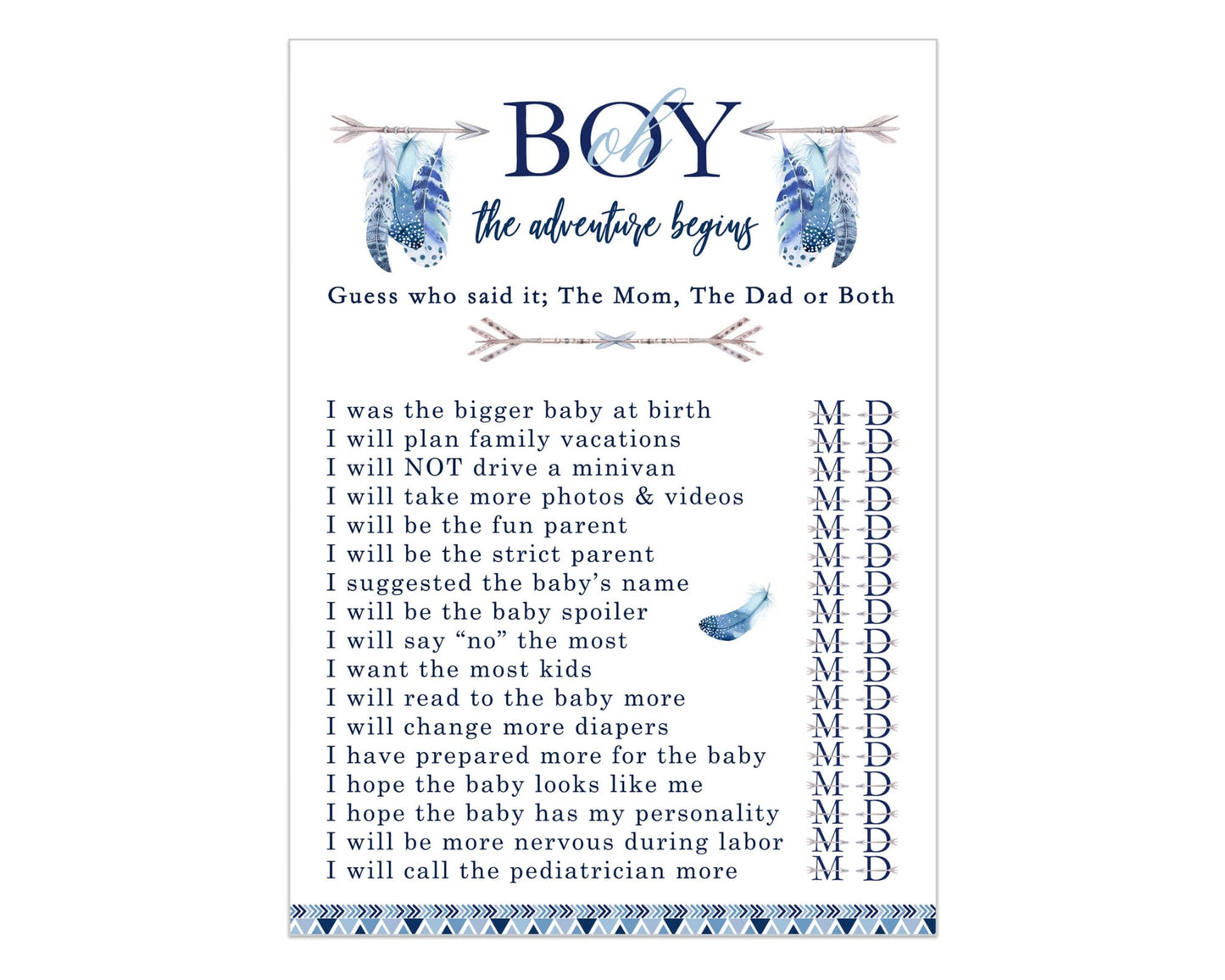 Adventure Begins Baby Shower Game 25 Guest Pack - Paper Clever Party