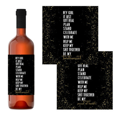 Gold Bridesmaid Wine Labels MaidPaper Clever Party