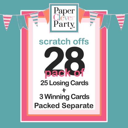 Game Cards (28 Pack) Rustic Lottery Scratcher TicketsPaper Clever Party