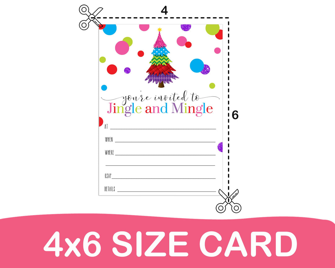 Festive Christmas Party Invitations, 25 Pack with Envelopes - Paper Clever Party