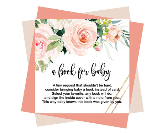 Graceful Floral Books for Baby Shower Request Cards