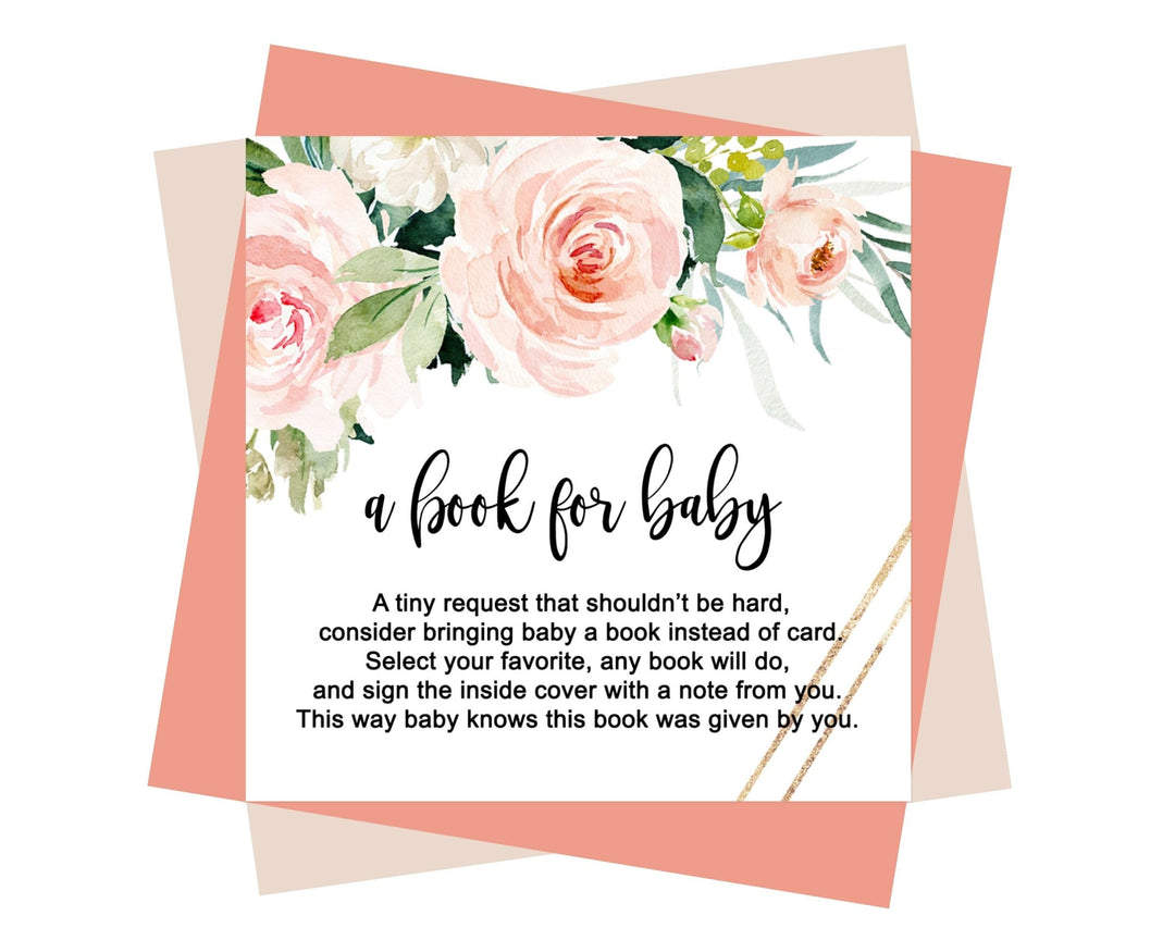 Graceful Floral Books for Baby Shower Request Cards - Paper Clever Party