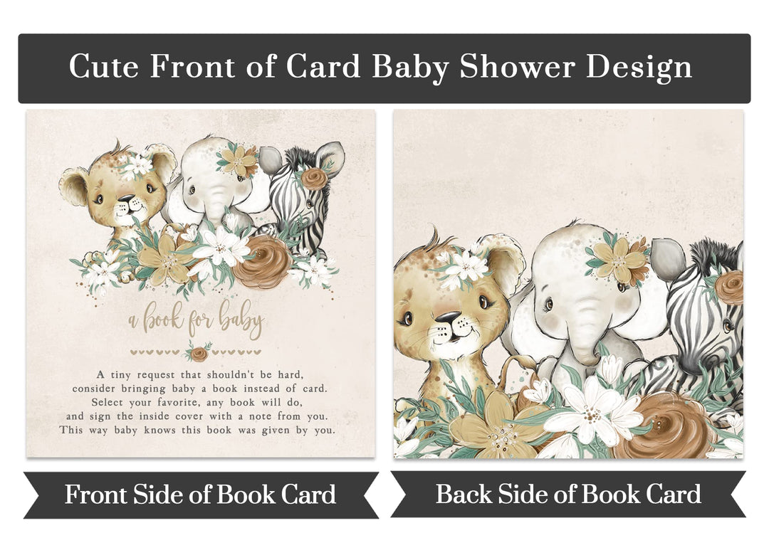 Flora Safari Books for Baby Shower Request Cards - Paper Clever Party