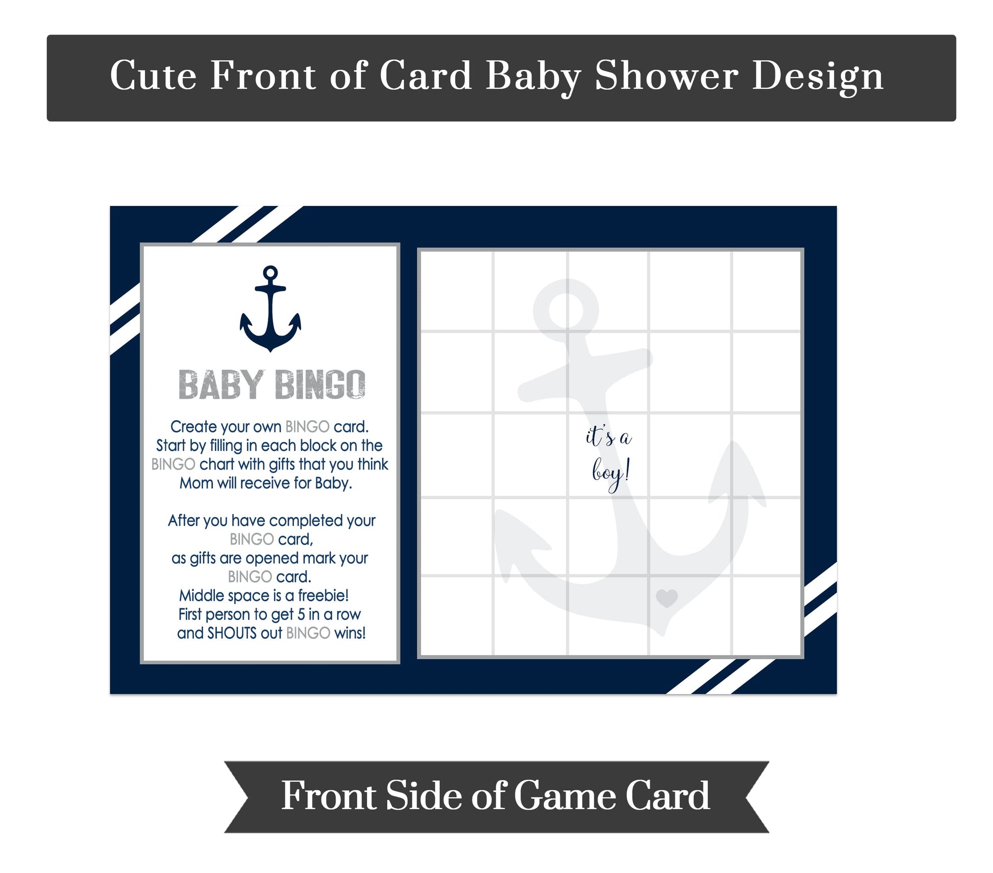 Paper Clever Party Nautical Baby Shower Bingo Game Blank Cards GuestsPaper Clever Party