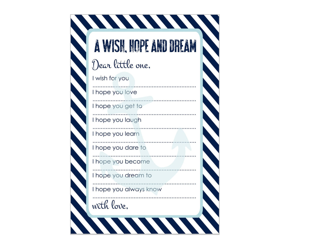 Nautical Boy Baby Shower Advice Cards - 20-Pack Keepsake Wishes, 4x6 Memory Activity Set - Paper Clever Party