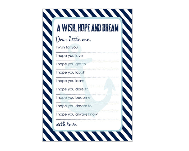 Nautical Boy Baby Shower Advice Cards - 20-Pack Keepsake Wishes, 4x6 Memory Activity Set - Paper Clever Party