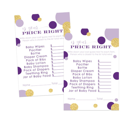 Price Activity Cards Gender Reveal Guessing, PrincessPaper Clever Party
