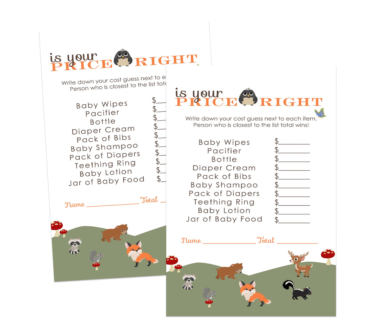 Gender Neutral Woodland Baby Shower Game - Paper Clever Party