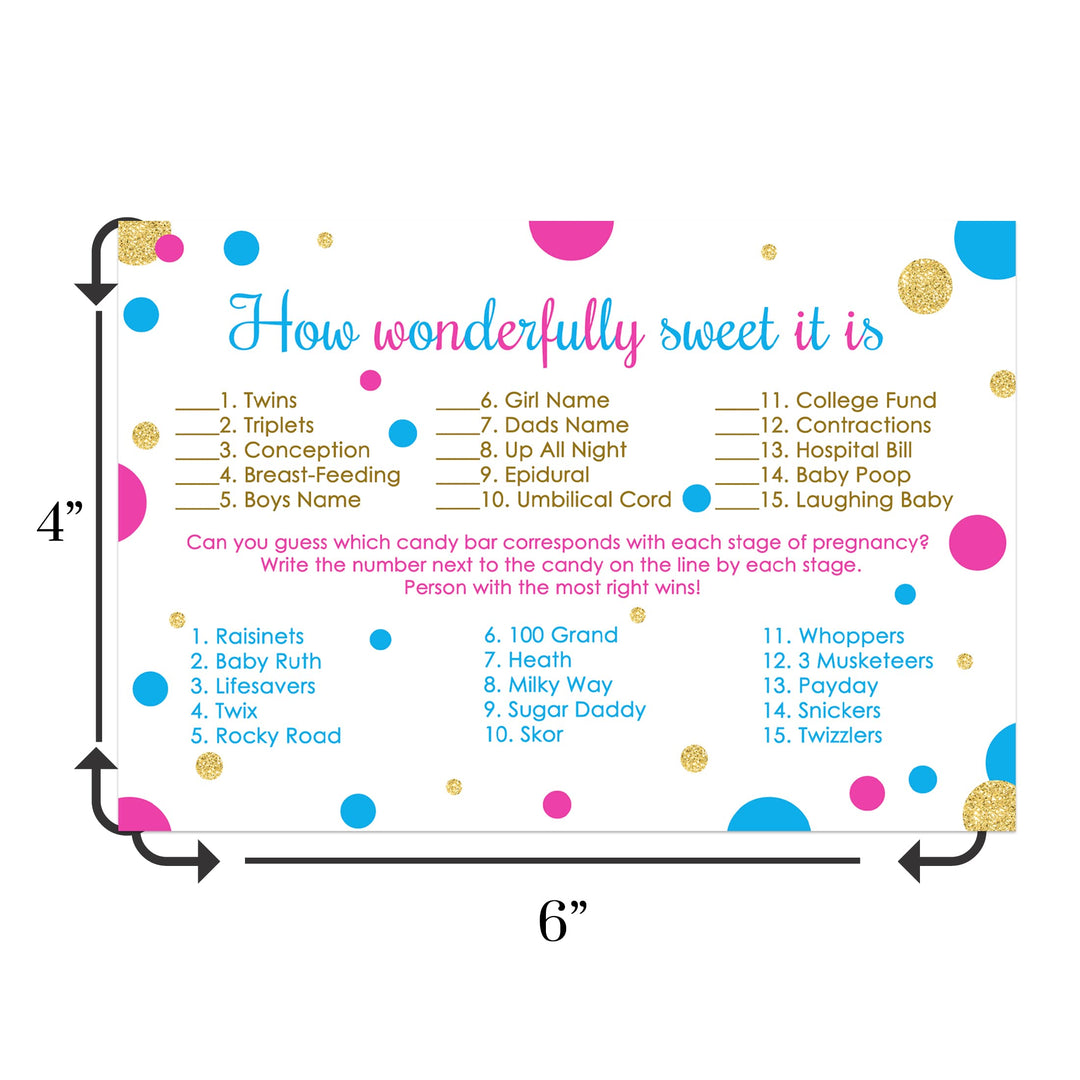 25-Card Gender Reveal Candy Guessing Game - Baby Shower Match Cards - Sprinkle Activity - Paper Clever Party