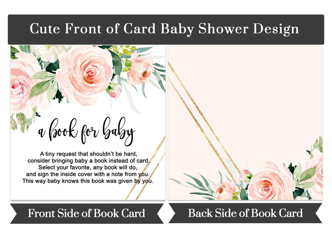 Graceful Floral Books for Baby Shower Request Cards - Paper Clever Party