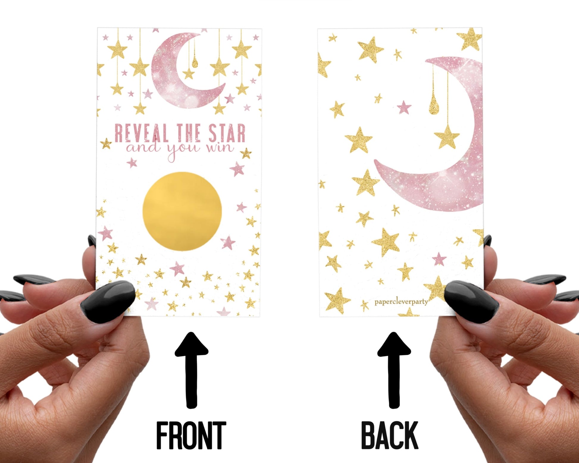 Game Cards (30 Pack) Girls Baby Shower Activity - Celestial Raffle TicketsPaper Clever Party