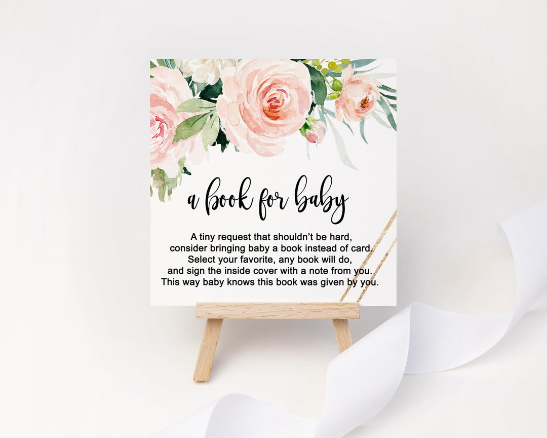 Graceful Floral Books for Baby Shower Request Cards - Paper Clever Party